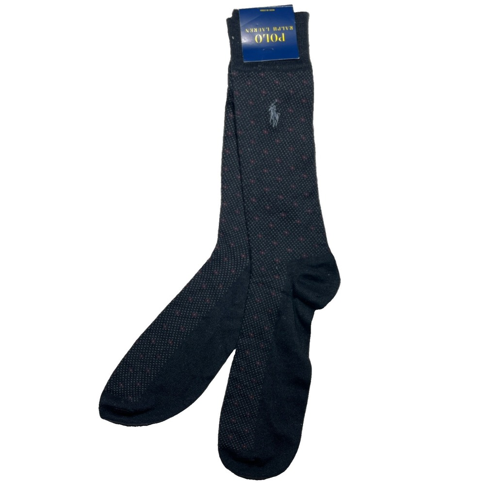 Ralph Lauren Polo branded Black Dark Gray Pony Men's 1 Pair Dress  Socks 10 13